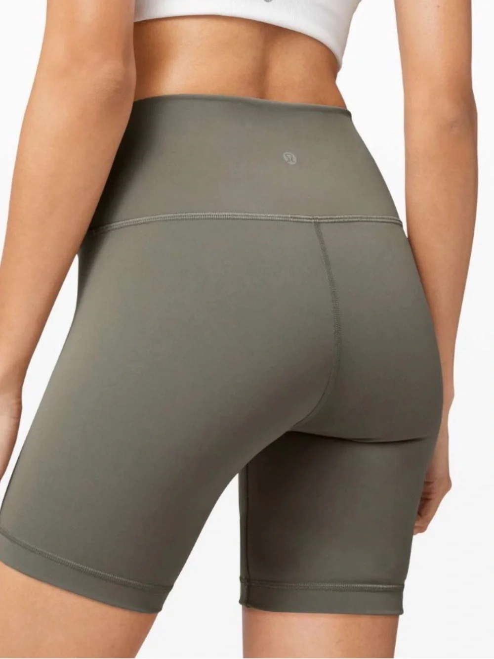 Lululemon Wunder Train High Rise Biker Shorts In Grey Sage